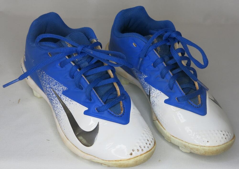 NIKE Lunarlon Vapor Baseball Softball Cleats Size 3Y Kids Blue White Sports